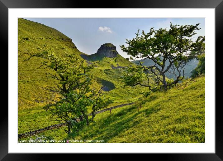 Peter's Stone in Cressbrook Dale Framed Mounted Print by Chris Drabble