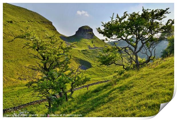 Peter's Stone in Cressbrook Dale Print by Chris Drabble