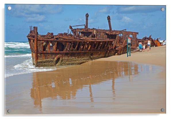 SS Maheno on Fraser Island, Australia Acrylic by Arterra 