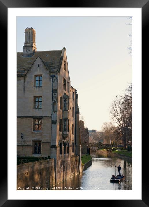 Punting on the River Cam at Bodley's Court Framed Mounted Print by Elaine Hayward