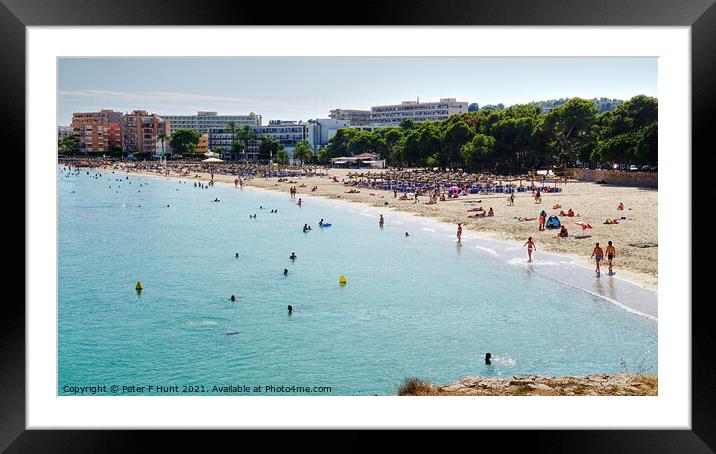 Palma Nova Beach Mallorca Spain Framed Mounted Print by Peter F Hunt