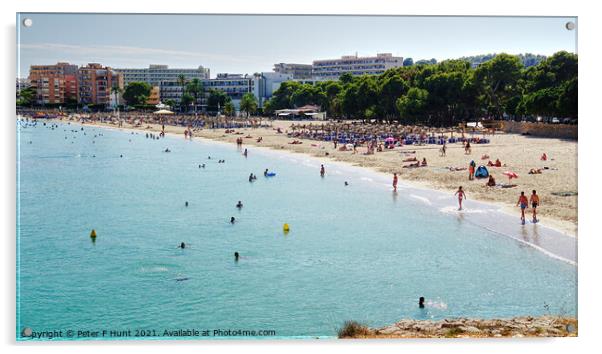 Palma Nova Beach Mallorca Spain Acrylic by Peter F Hunt