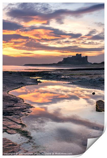 Early morning at Bamburgh Castle Print by Lee Kershaw