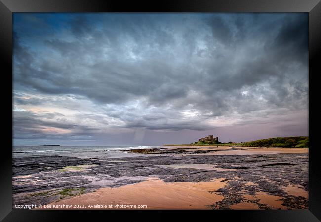 Stormy skies over Bamburgh Castle Framed Print by Lee Kershaw