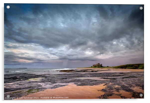 Stormy skies over Bamburgh Castle Acrylic by Lee Kershaw