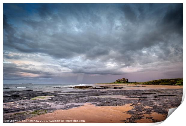 Stormy skies over Bamburgh Castle Print by Lee Kershaw