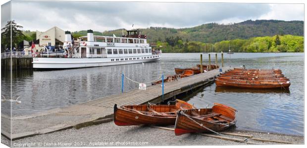 Boats and Jetties Windermere Canvas Print by Diana Mower