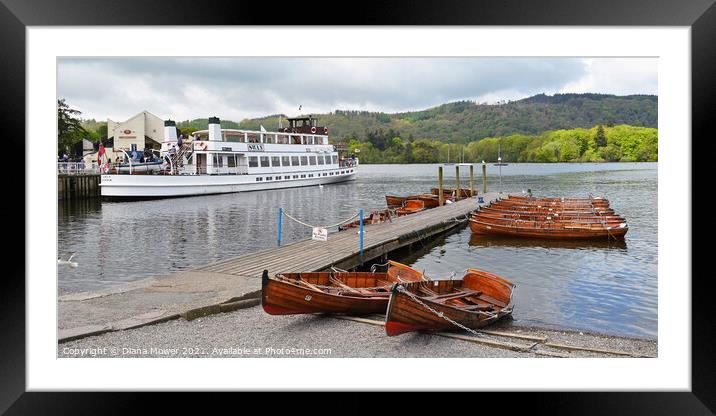 Boats and Jetties Windermere Framed Mounted Print by Diana Mower