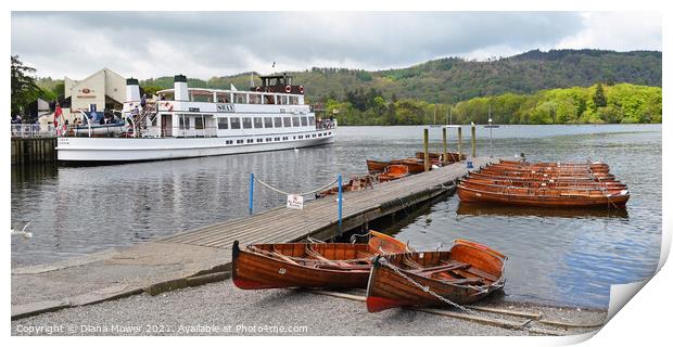 Boats and Jetties Windermere Print by Diana Mower