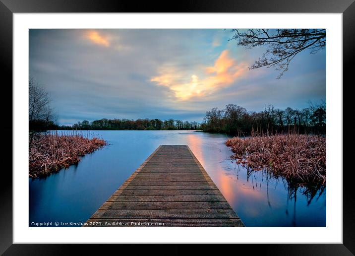 Sunrise over Bolam lake in Northumberland Framed Mounted Print by Lee Kershaw