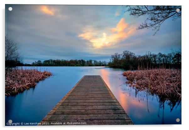 Sunrise over Bolam lake in Northumberland Acrylic by Lee Kershaw