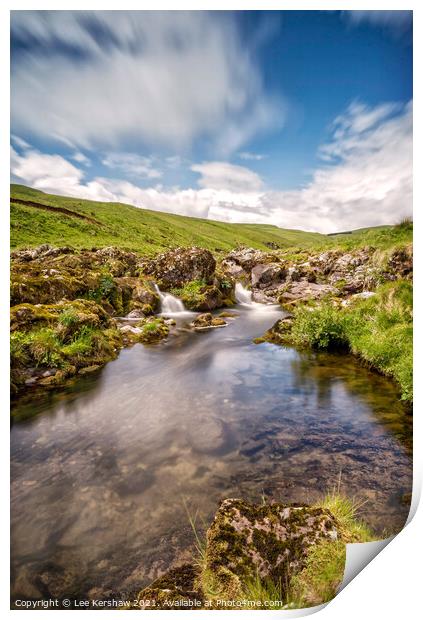 Mountain river in the Cheviots Print by Lee Kershaw
