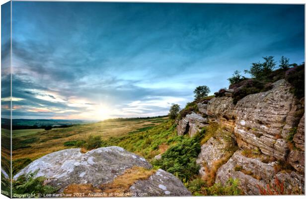 Corby Crags summer sunset in Northumberland Canvas Print by Lee Kershaw