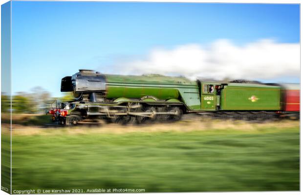 The Flying Scotsman speeds past Canvas Print by Lee Kershaw