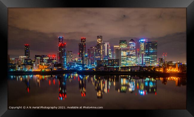 Canary Wharf at night Framed Print by A N Aerial Photography
