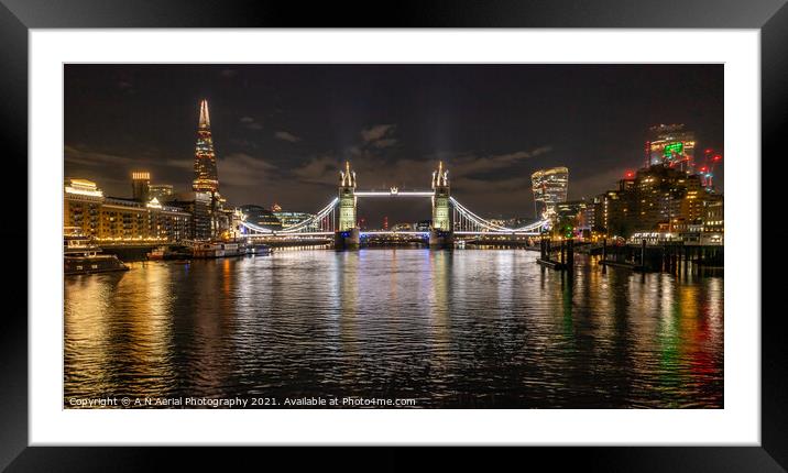 Tower Bridge, with the Shard Framed Mounted Print by A N Aerial Photography