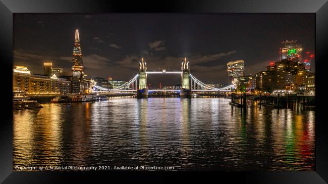 Tower Bridge, with the Shard Framed Print by A N Aerial Photography