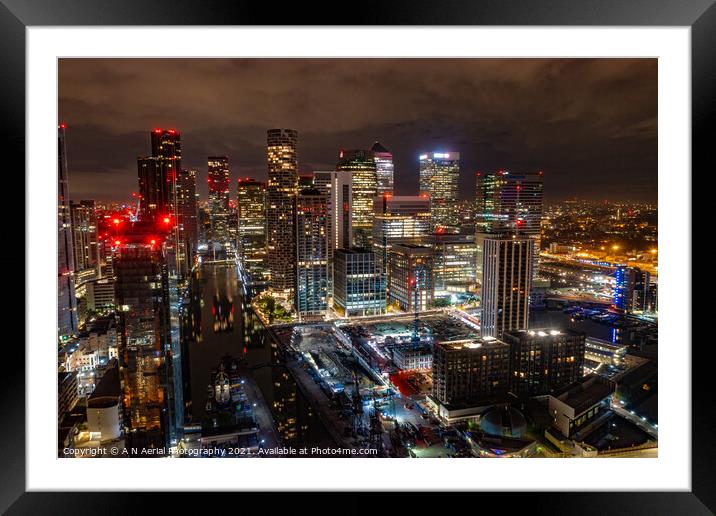 Canary Wharf by drone Framed Mounted Print by A N Aerial Photography