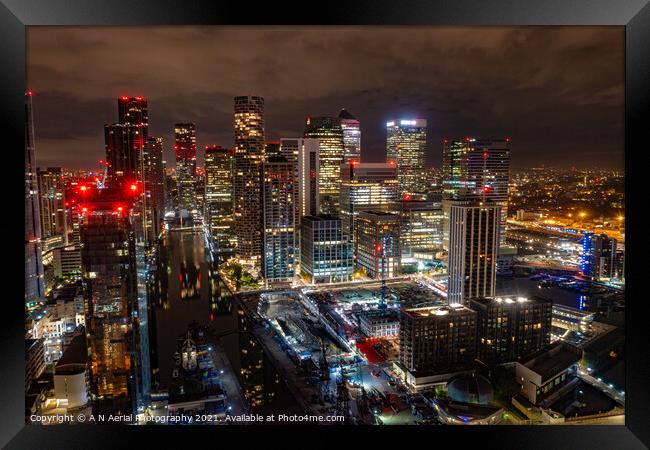 Canary Wharf by drone Framed Print by A N Aerial Photography