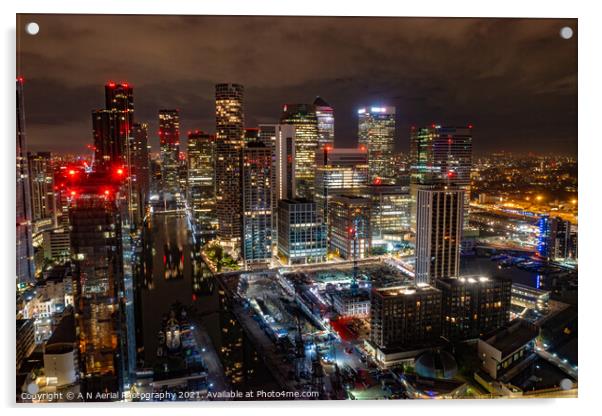 Canary Wharf by drone Acrylic by A N Aerial Photography
