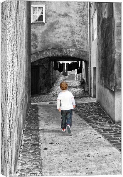 A child running through the old streets of Berwick upon Tweed Canvas Print by Lee Kershaw