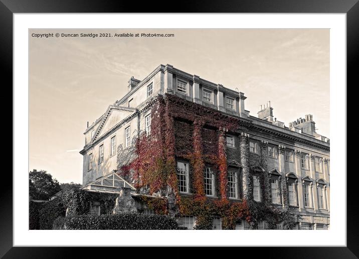 Autumn Expresso Colour splash of red Ivy in Bath Framed Mounted Print by Duncan Savidge