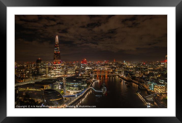 Cityscape of London and the Shard Framed Mounted Print by A N Aerial Photography