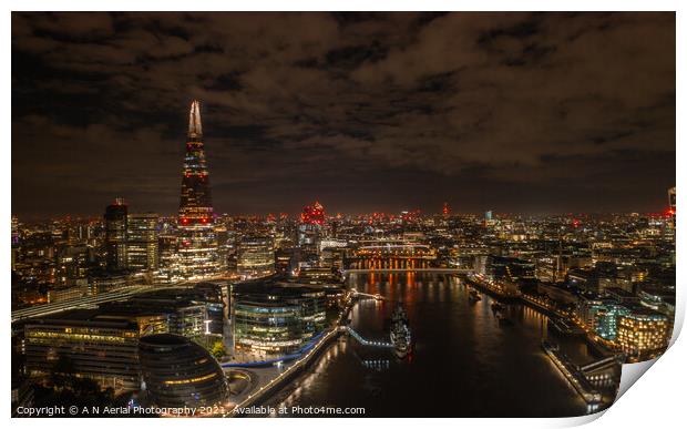 Cityscape of London and the Shard Print by A N Aerial Photography