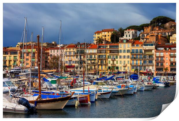 Cannes City View From Harbour To Old Town Print by Artur Bogacki