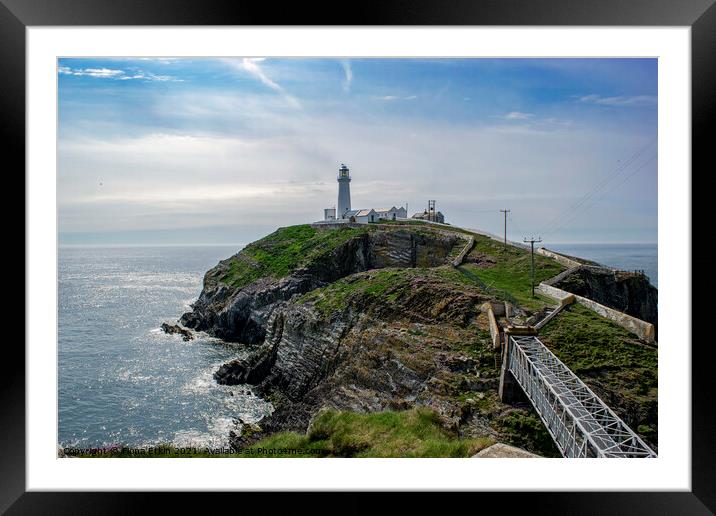 South Stack lighthouse Anglesey Framed Mounted Print by Fiona Etkin