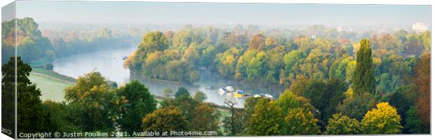 The River Thames from Richmond Hill, Surrey, Engla Canvas Print by Justin Foulkes