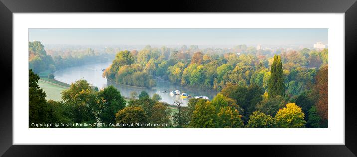 The River Thames from Richmond Hill, Surrey, Engla Framed Mounted Print by Justin Foulkes