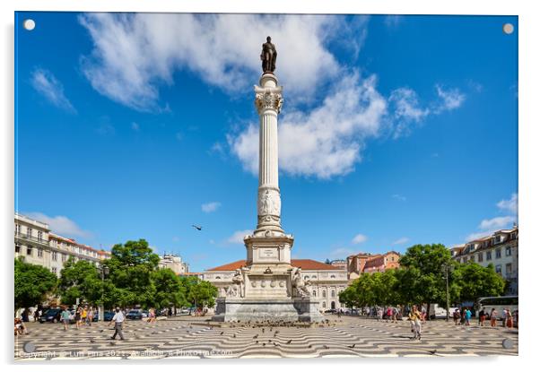 D. Pedro IV Statue on Rossio Plaza in Lisbon Acrylic by Luis Pina