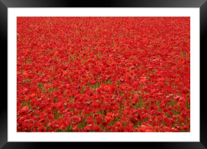 multitude of poppies Framed Mounted Print by Simon Johnson
