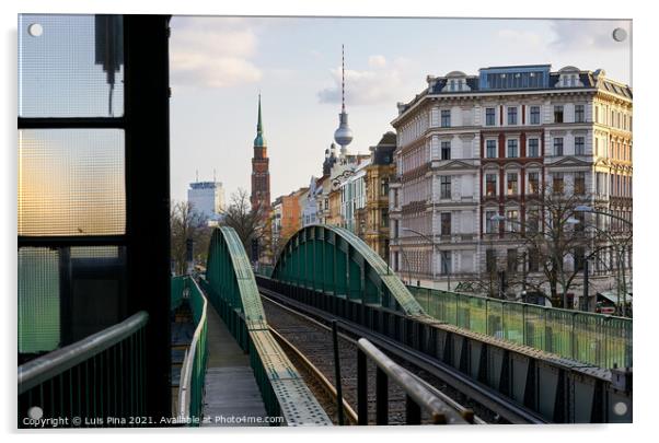 View from a Subway station in Berlin with colorful buildings, in Germany Acrylic by Luis Pina