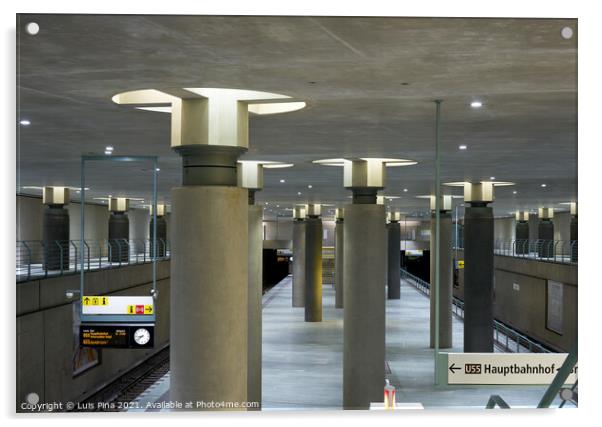 Bundestag subway station interior in Berlin Acrylic by Luis Pina