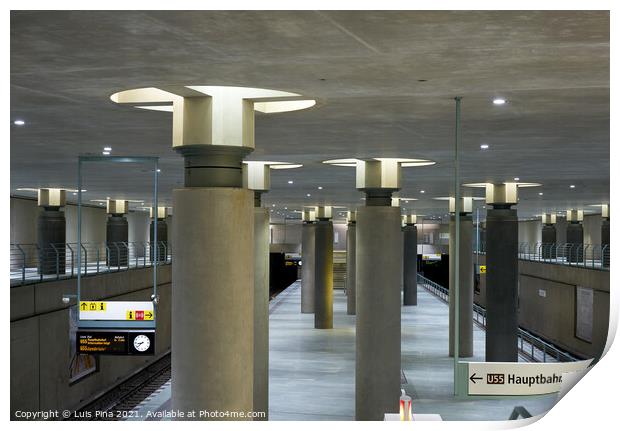 Bundestag subway station interior in Berlin Print by Luis Pina
