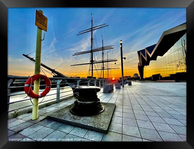 Ships and Sunsets  Framed Print by Stu Art Glasgow