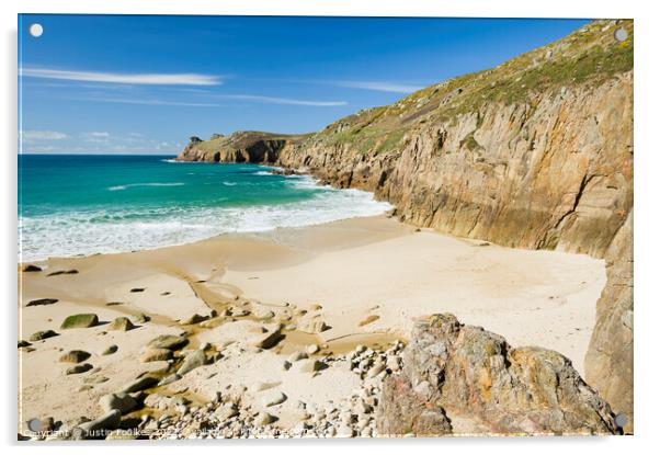 Nanjizal beach at Mill Bay, near Land's End Acrylic by Justin Foulkes