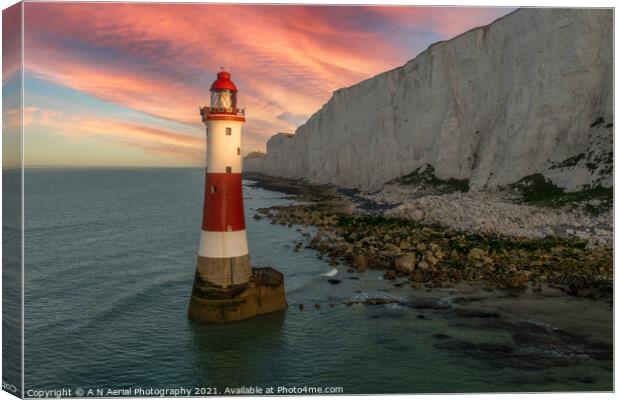  Beachy Head Lighthouse at sunrise Canvas Print by A N Aerial Photography