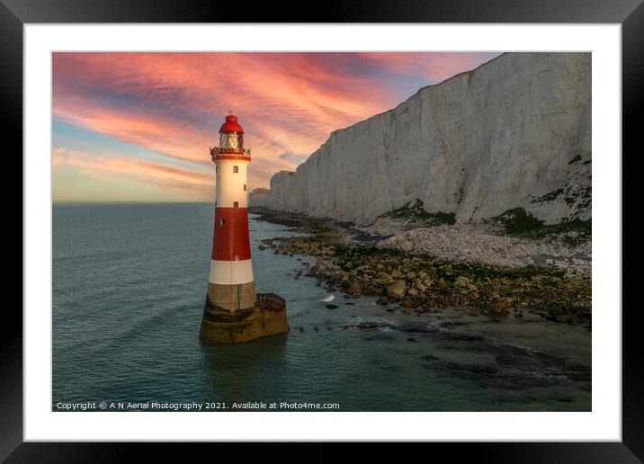  Beachy Head Lighthouse at sunrise Framed Mounted Print by A N Aerial Photography