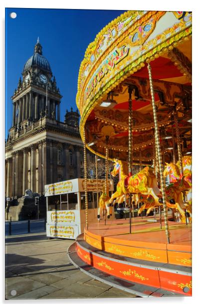 Leeds Town Hall & Carousel Acrylic by Darren Galpin