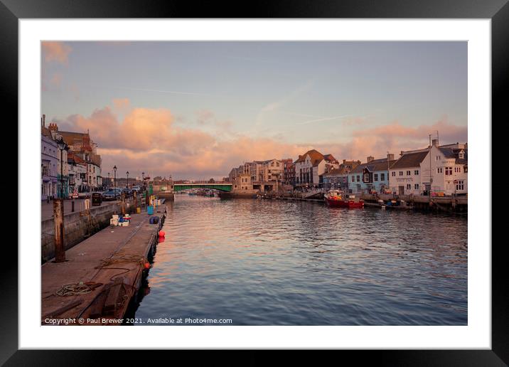 Weymouth Harbour Bridge at Sunrise Framed Mounted Print by Paul Brewer