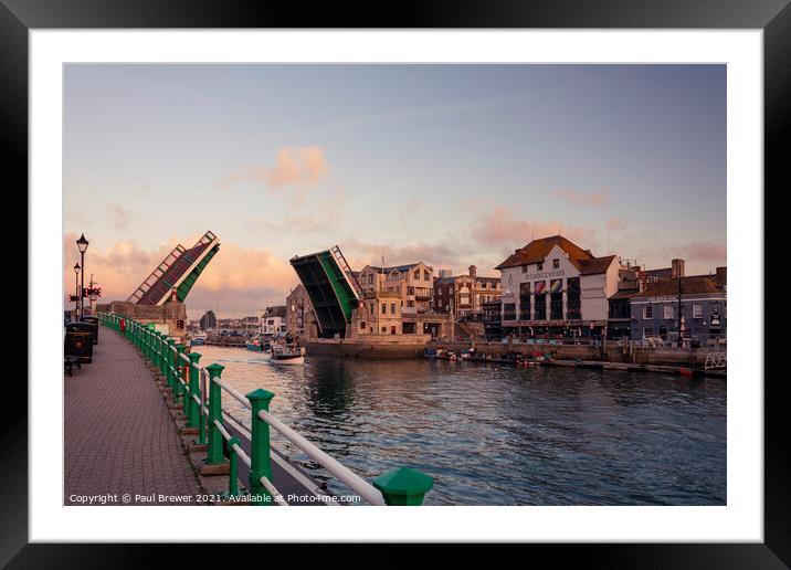 Weymouth Harbour Bridge Framed Mounted Print by Paul Brewer