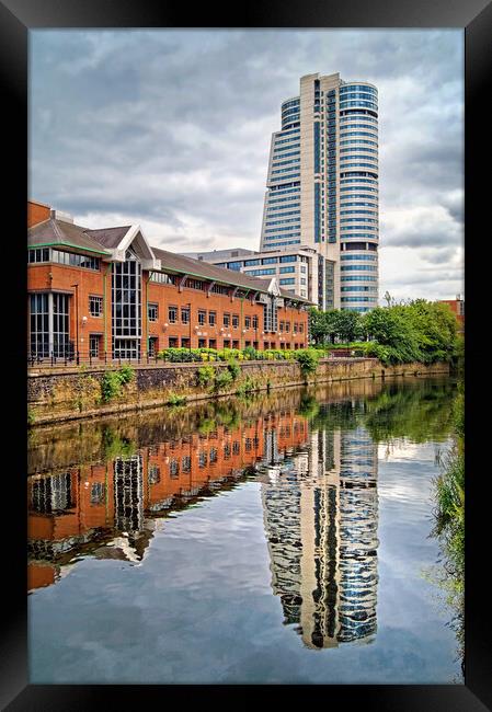 Bridgewater Place and River Aire in Leeds  Framed Print by Darren Galpin