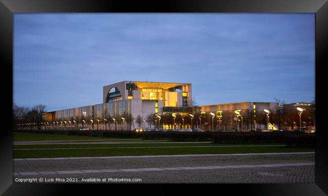 Bundeskanzleramt building in Berlin at night Framed Print by Luis Pina