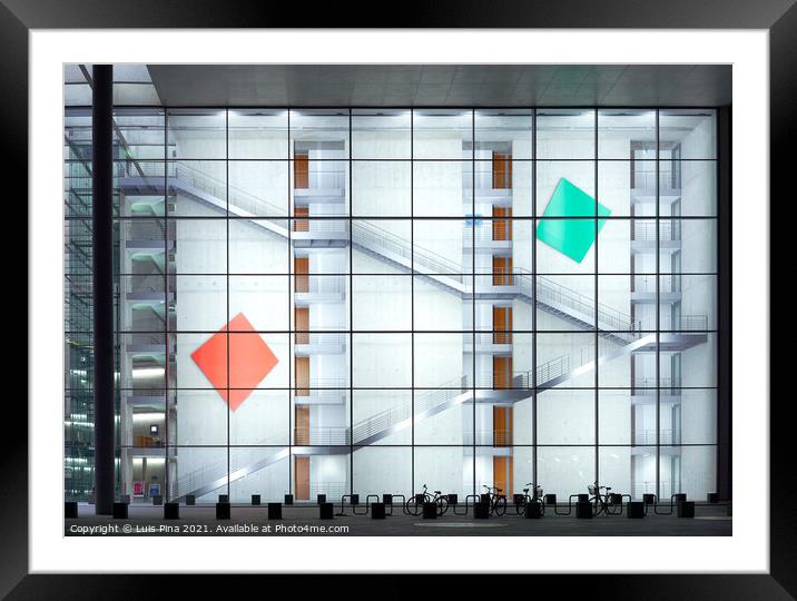 Paul Löbe Haus facade in Berlin at night Framed Mounted Print by Luis Pina