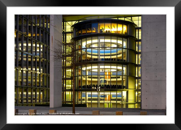 Paul Löbe Haus facade in Berlin at night Framed Mounted Print by Luis Pina