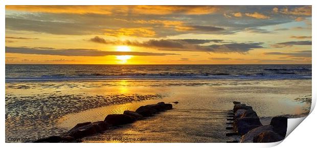 Cleveleys Beach Sunset Print by Michele Davis