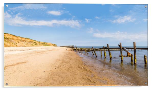 Old revetments at Happisburgh Acrylic by Jason Wells